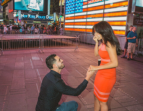 times square billboard wedding proposal NYC