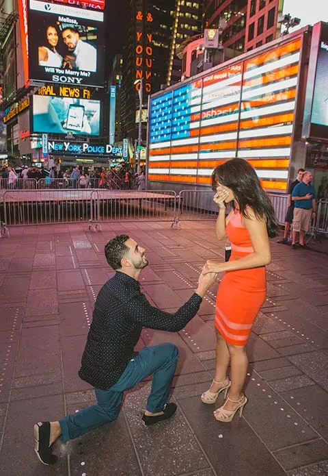 times square billboard wedding proposal NYC