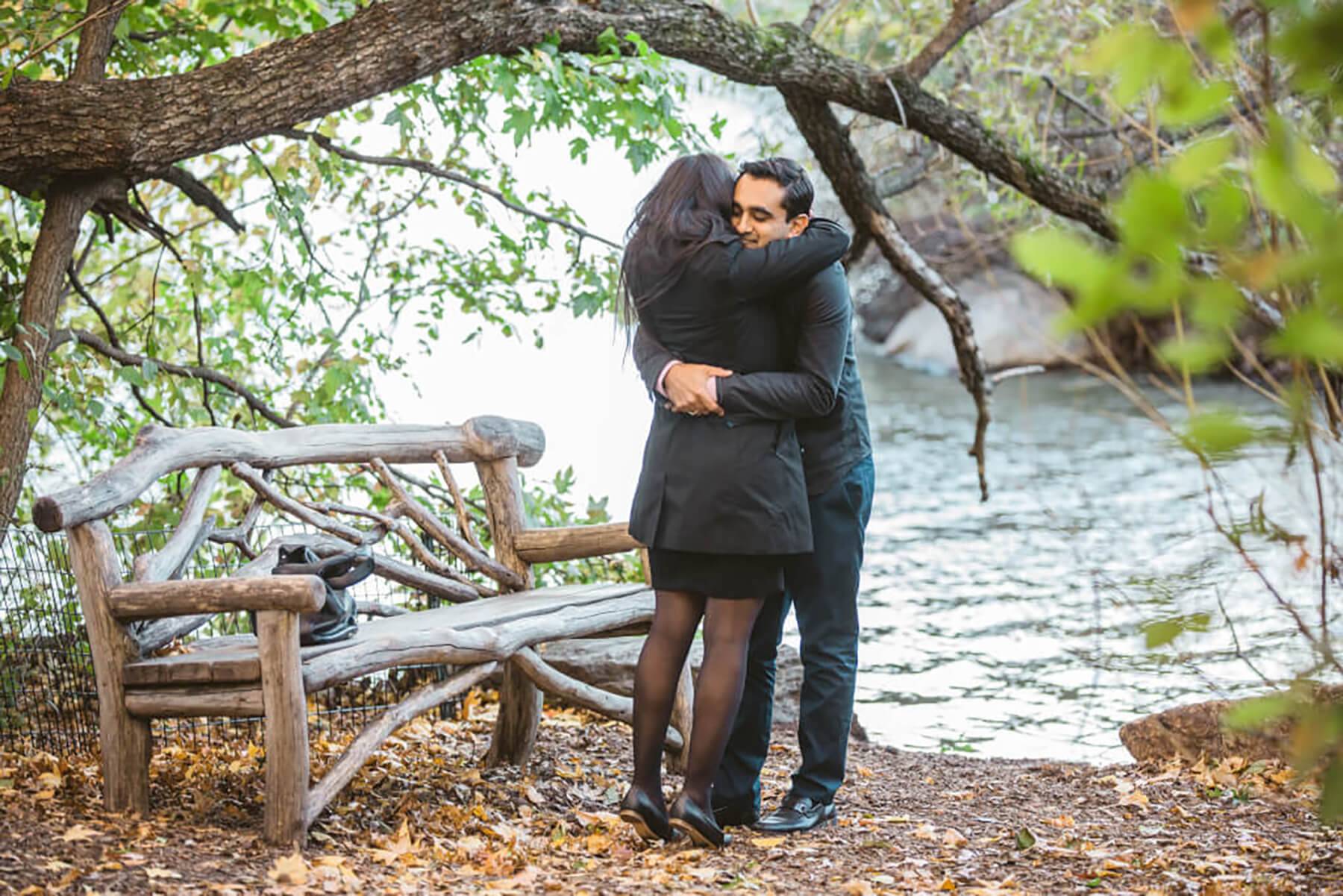 Surprise Proposal in Central Park. Sunny day and lovely couple. 4