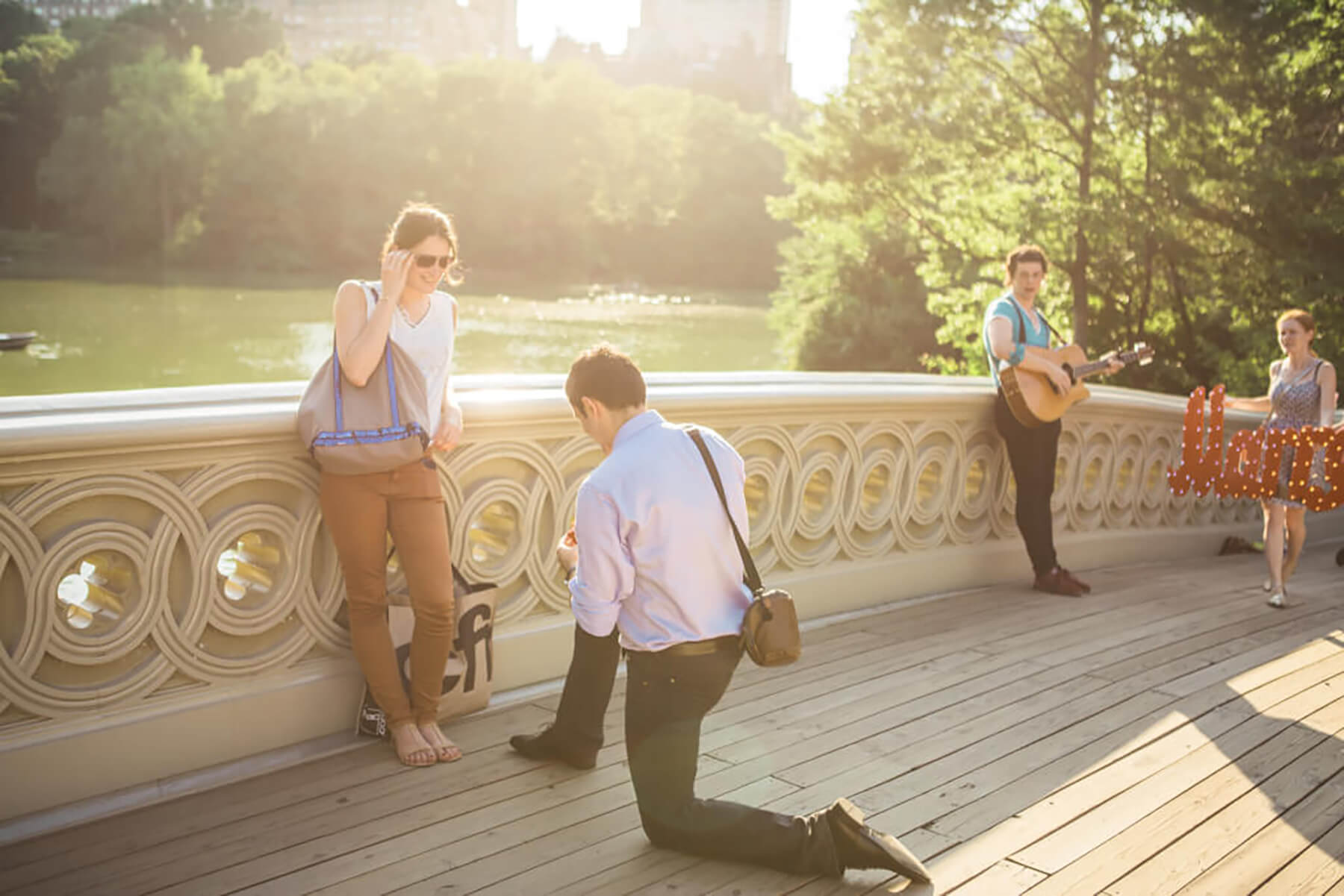 Eric and Carine Summer Proposal at the Bow Bridge 4