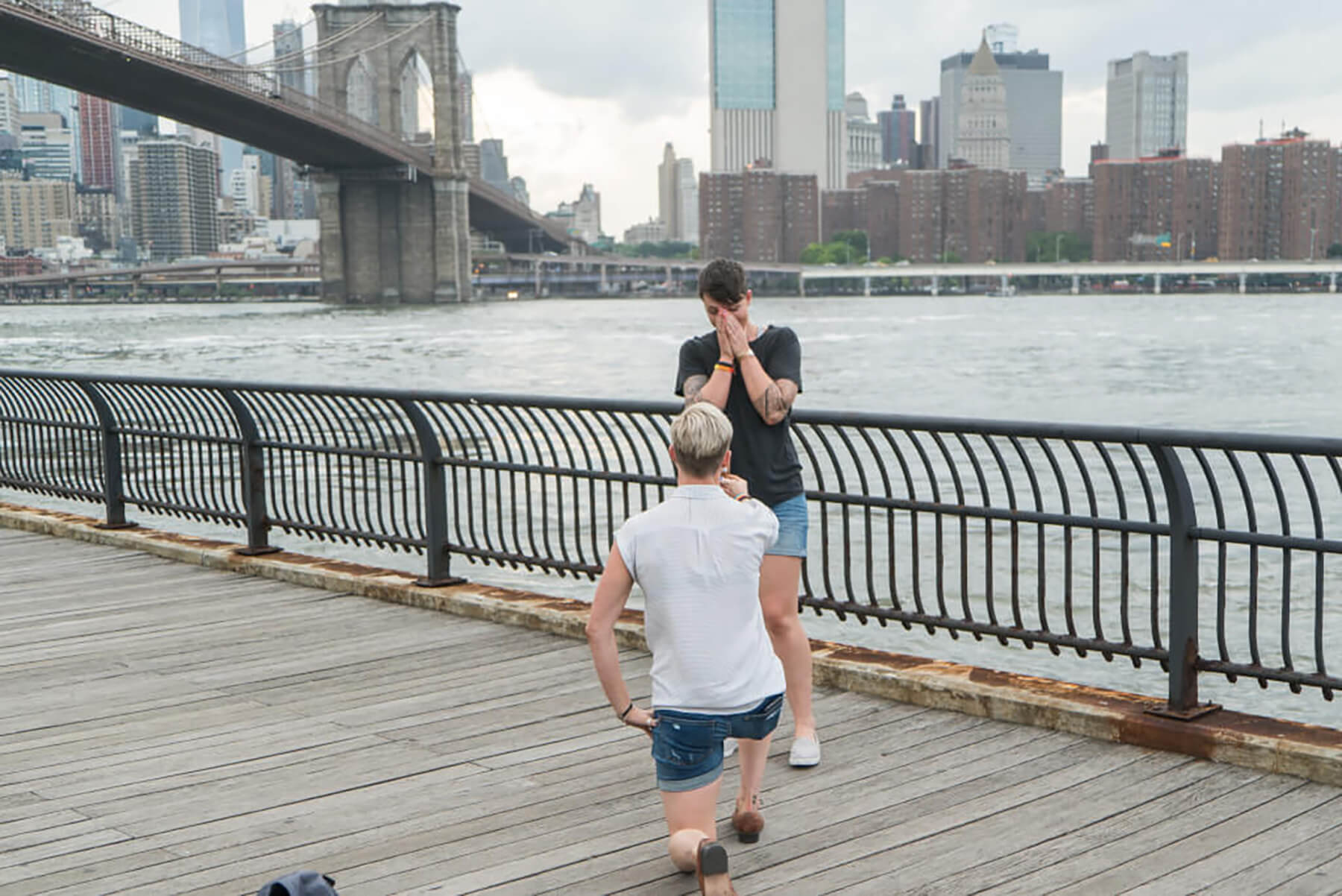 Happy Pride Month! Fun LGBT Proposal by the Brooklyn Bridge. 3