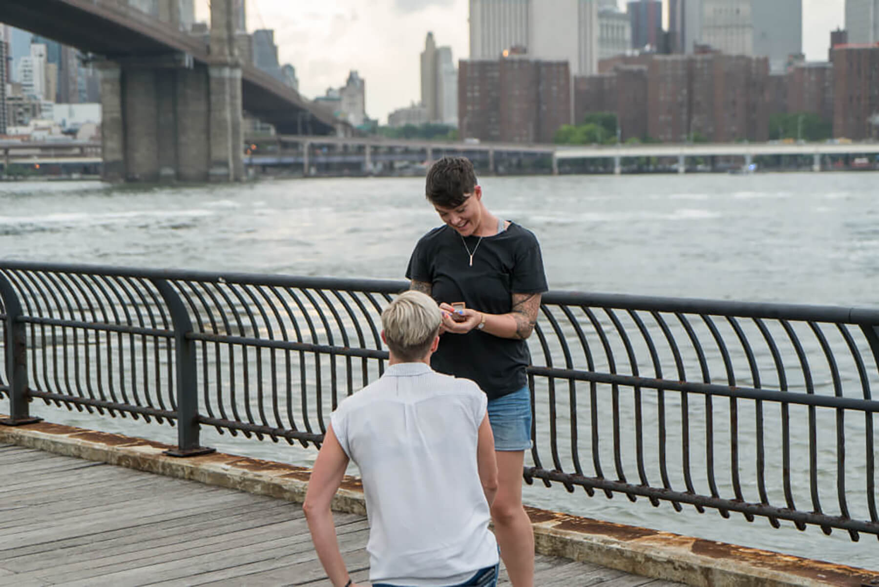 Happy Pride Month! Fun LGBT Proposal by the Brooklyn Bridge. 4