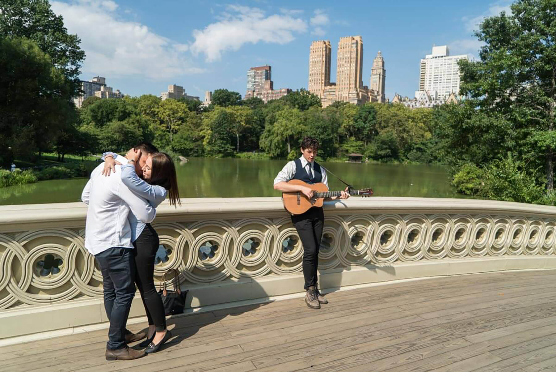 Early Morning Central Park Proposal with Musician 3