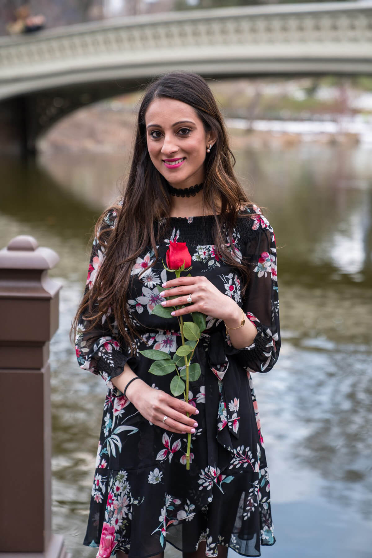 Romantic Proposal By the Bow Bridge with Musician and Rose Heart 7