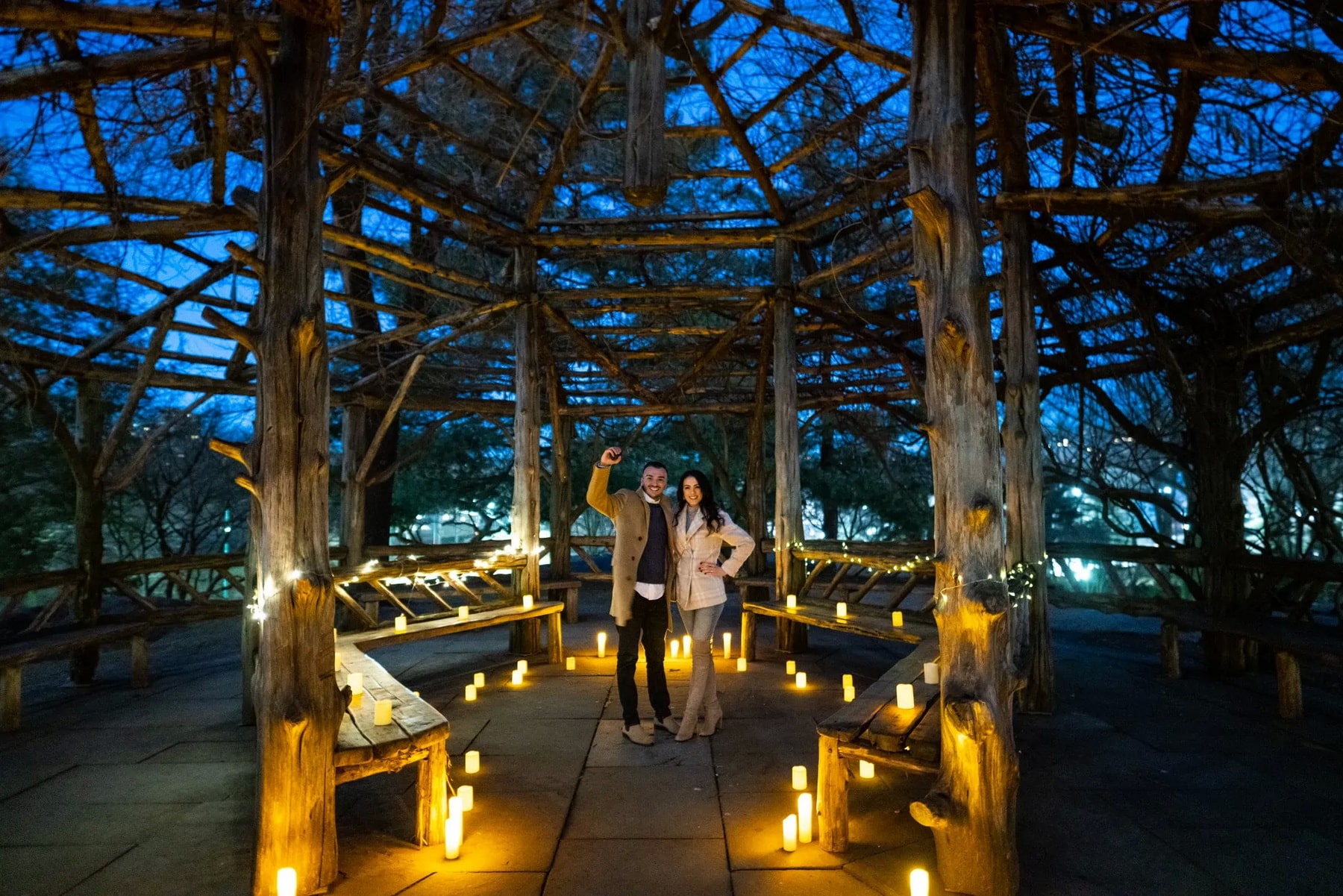 Candlelight proposal in Central Park