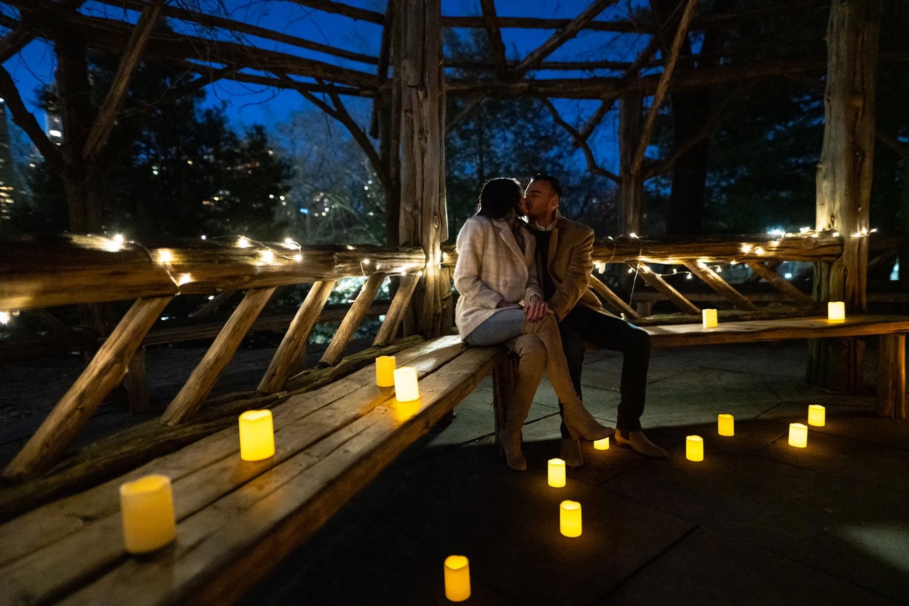 Candlelight proposal in Central Park