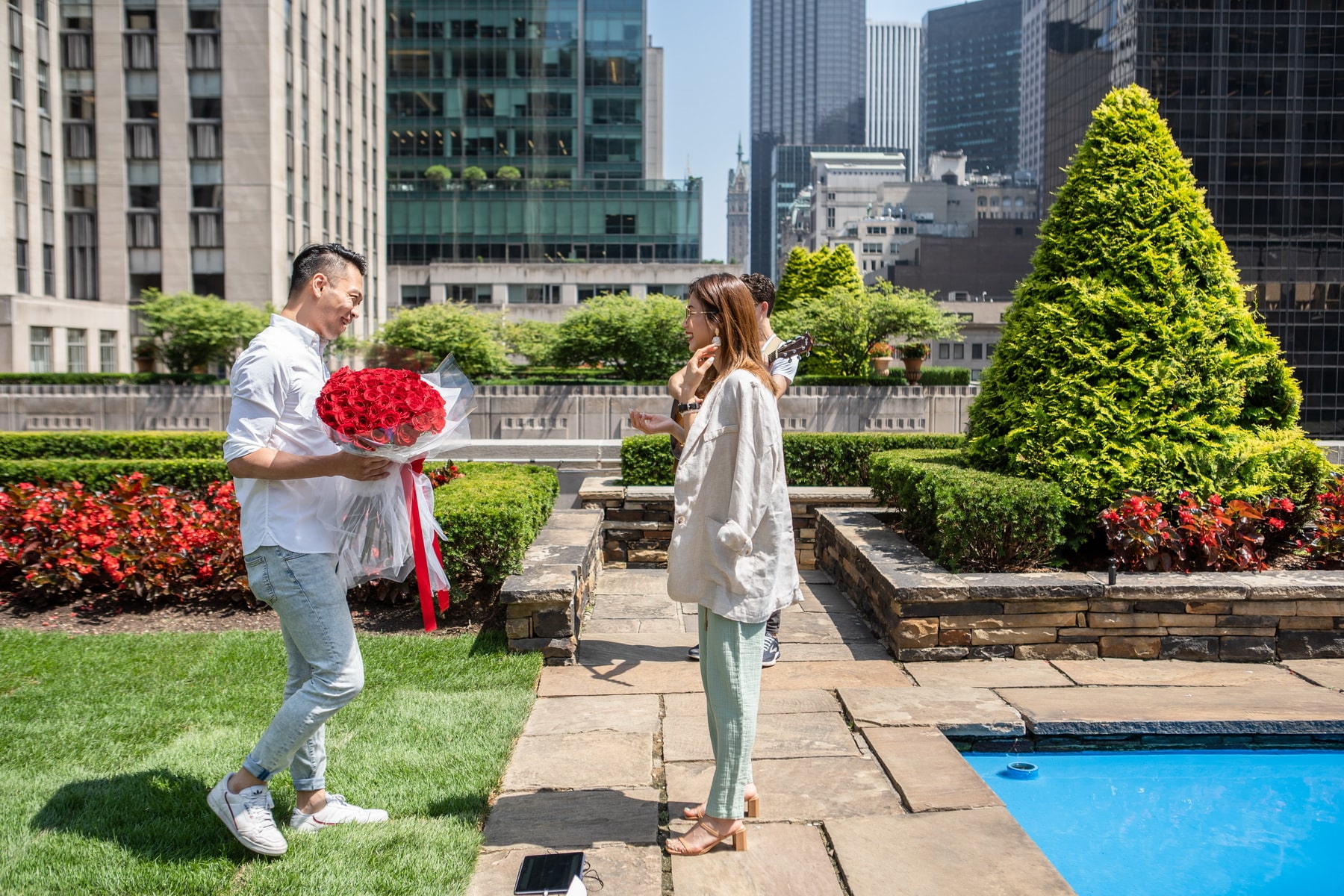 Rooftop Garden Surprise Engagement