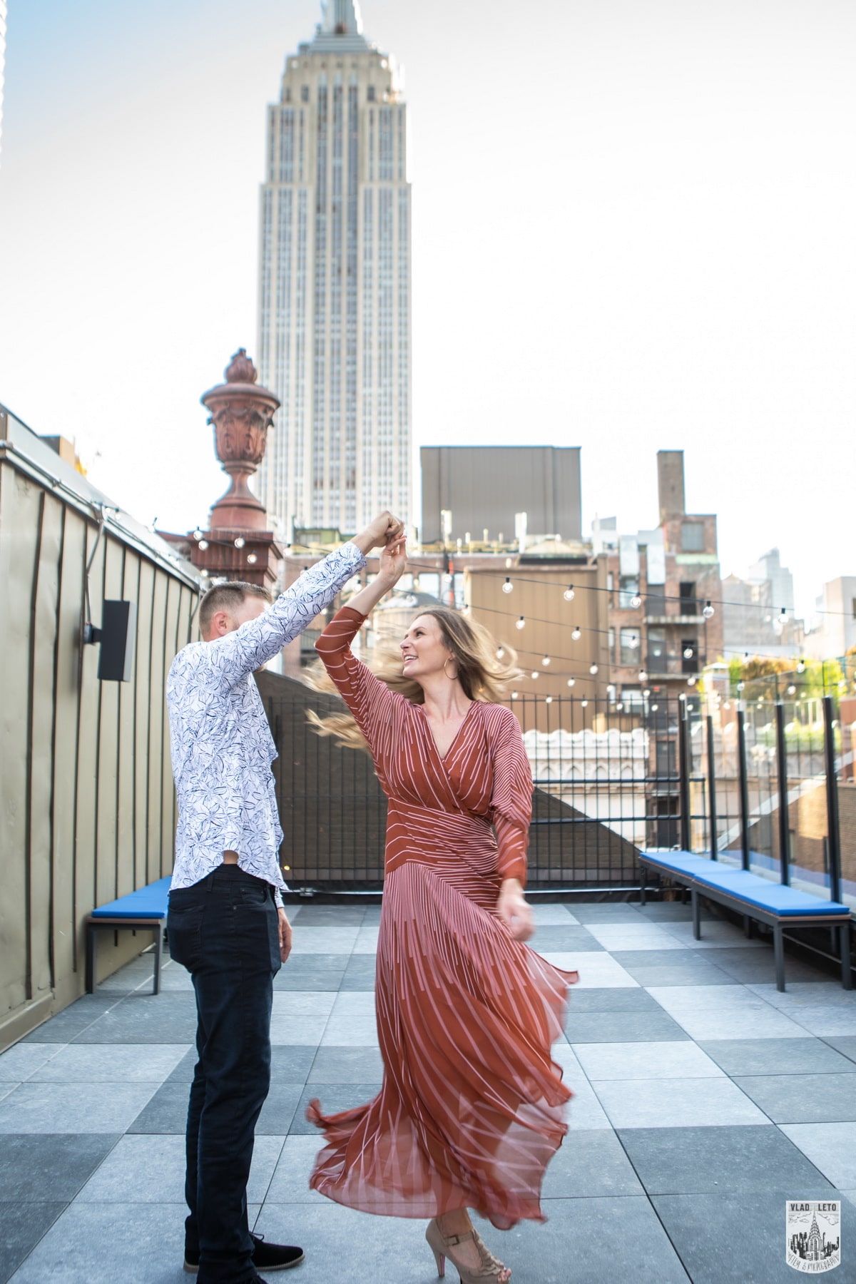 Sylvia and Justin epic engagement on a private rooftop