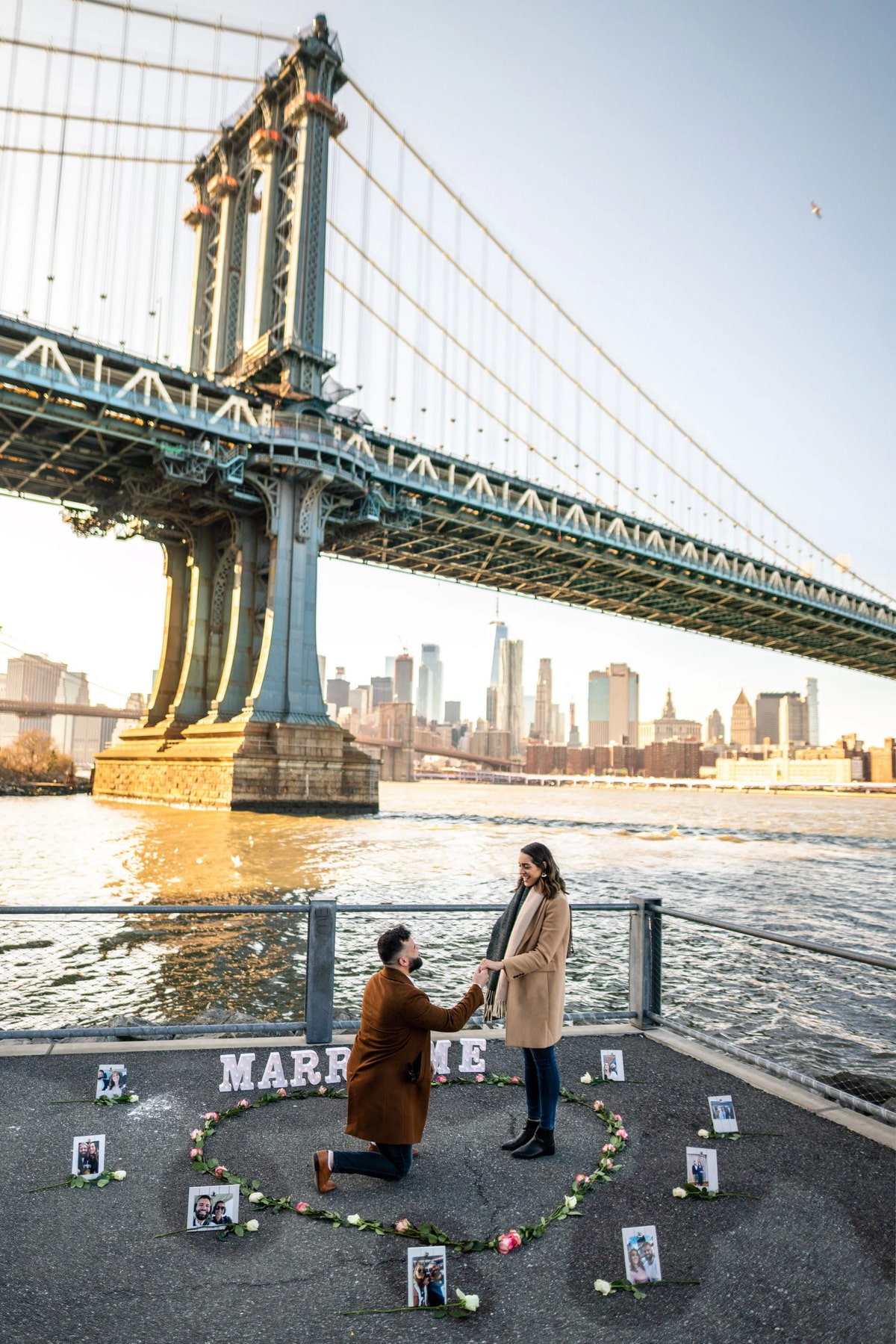 Sweet proposal by the bridge