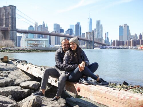 Stories from our clients: Daniel and Alejandra engagement in Dumbo right before the lockdown