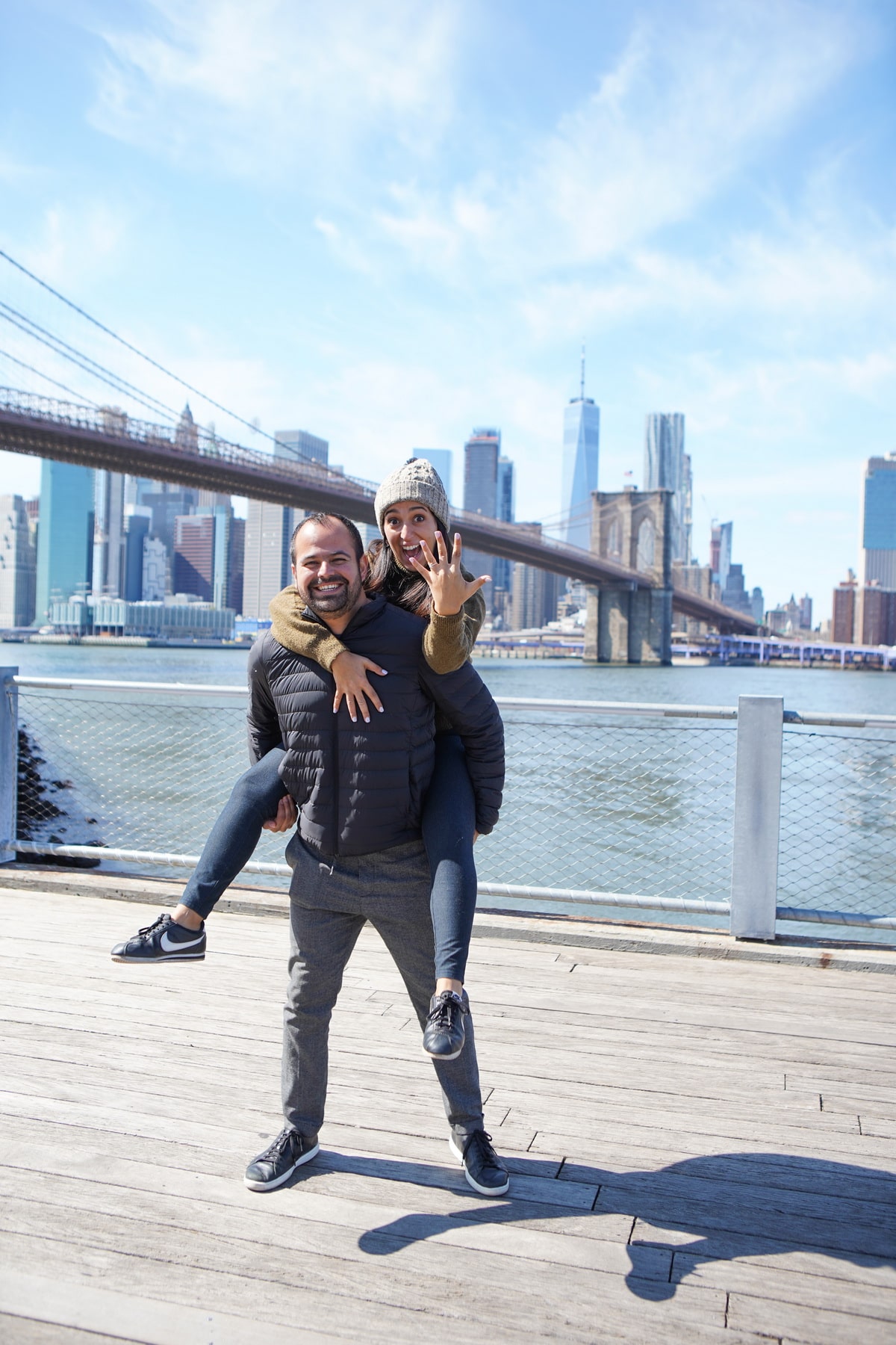 Stories from our clients: Daniel and Alejandra engagement in Dumbo right before the lockdown