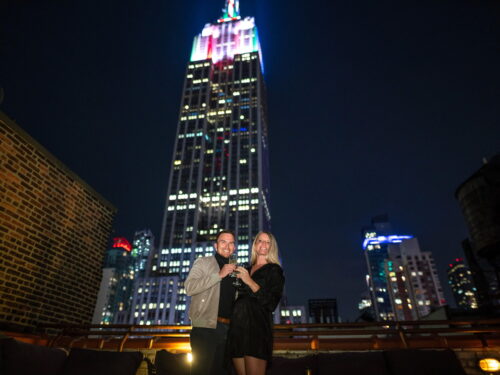 Rooftop marriage proposal with the Empire State Building view