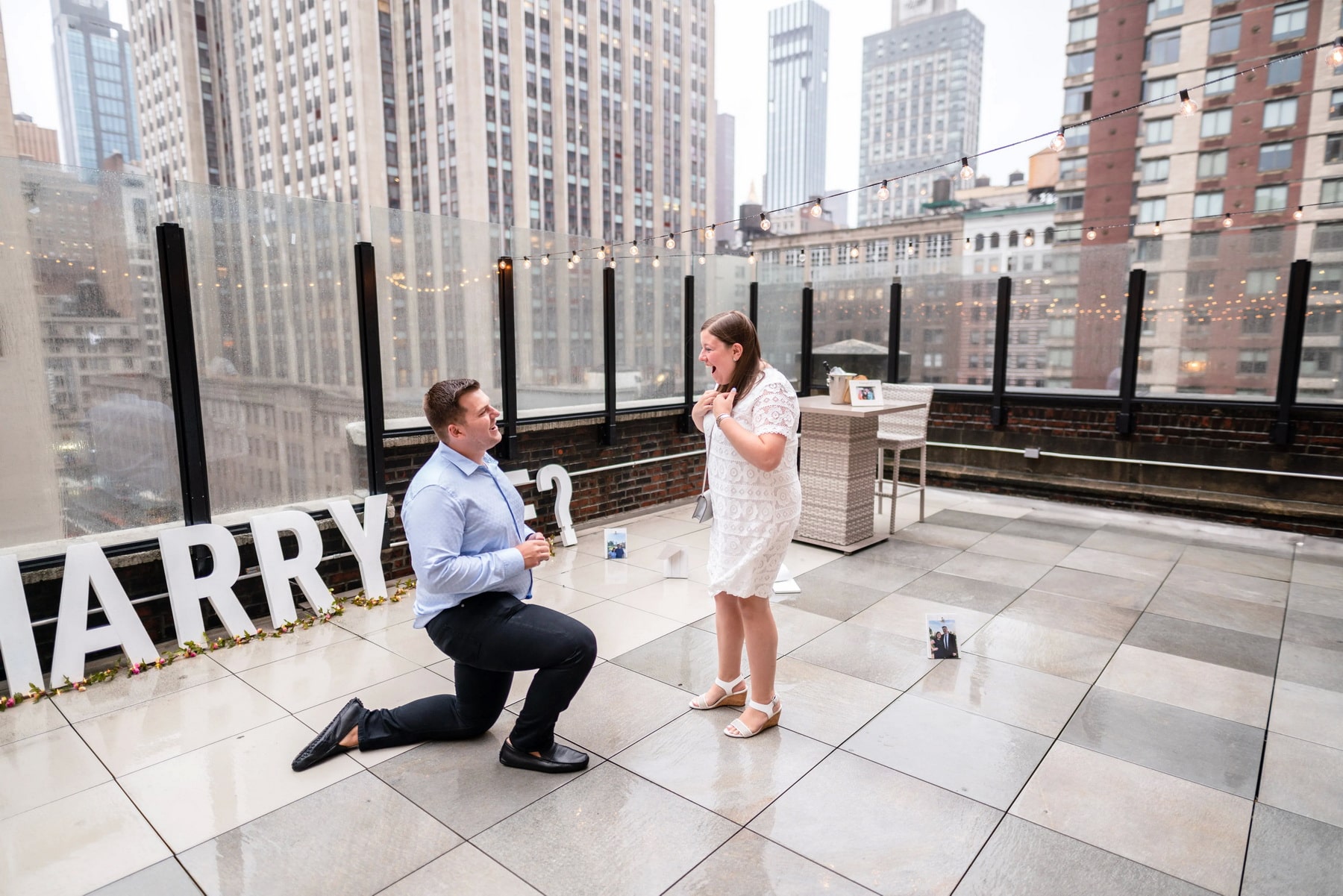 From our clients: Rachel and Bobby engagement on a private rooftop