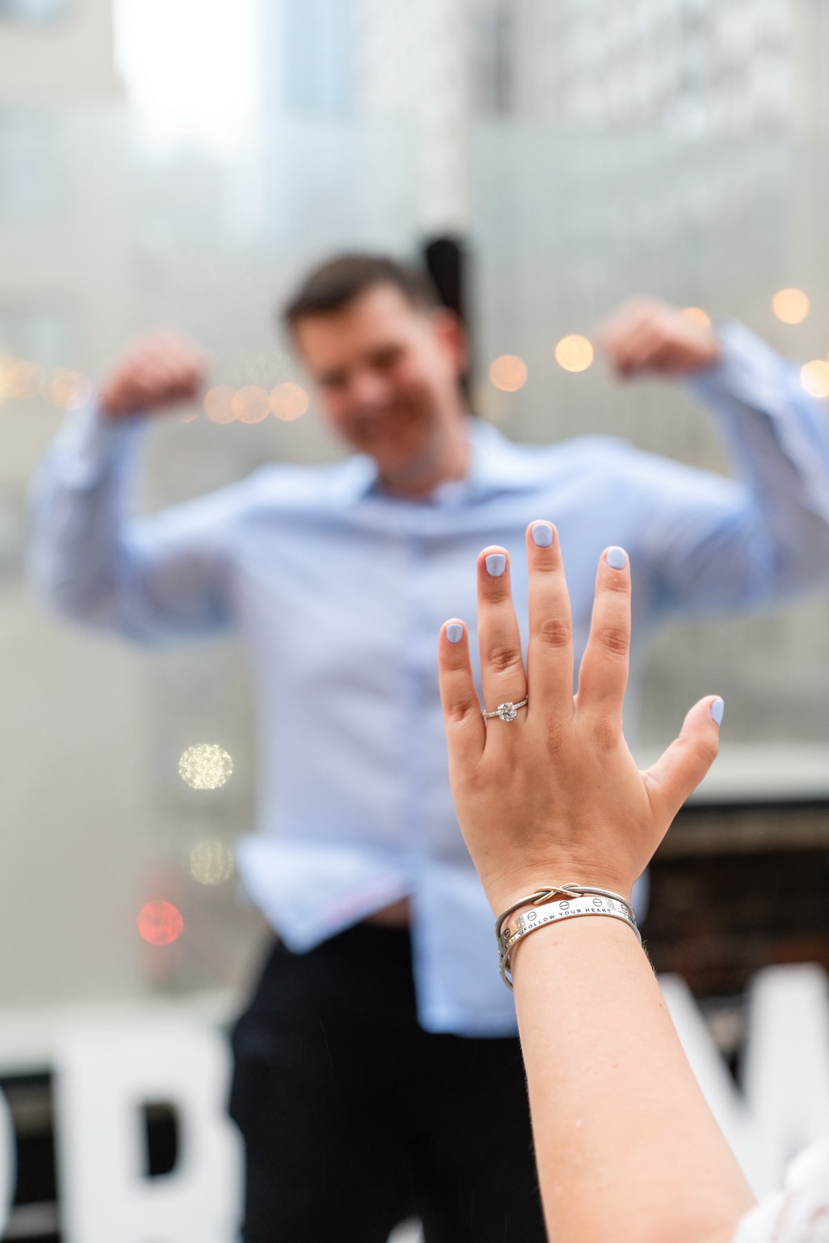 From our clients: Rachel and Bobby engagement on a private rooftop