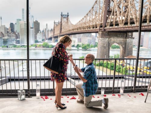 Queensboro Bridge view surprise engagement