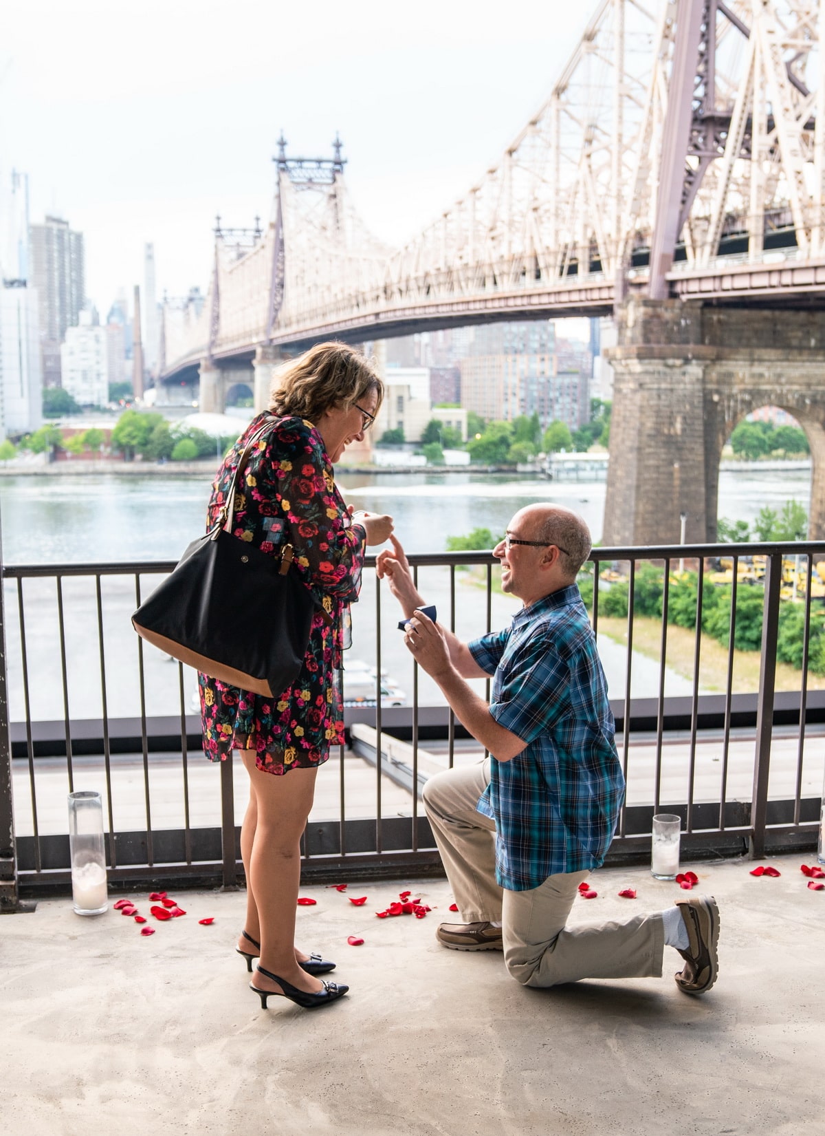 Queensboro Bridge view surprise engagement