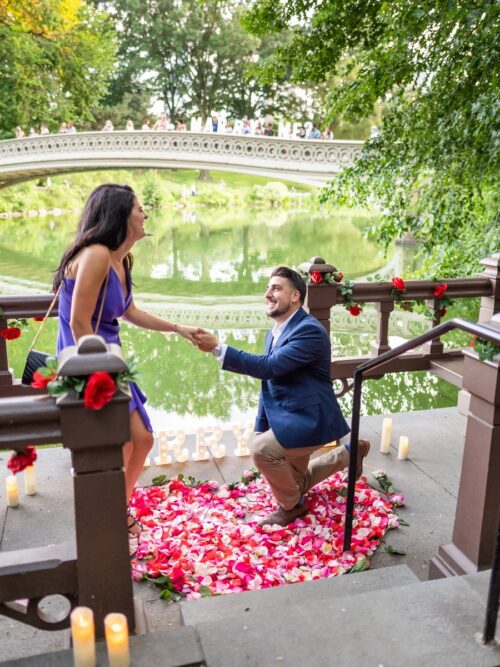 Surprise Bow Bridge marriage proposal