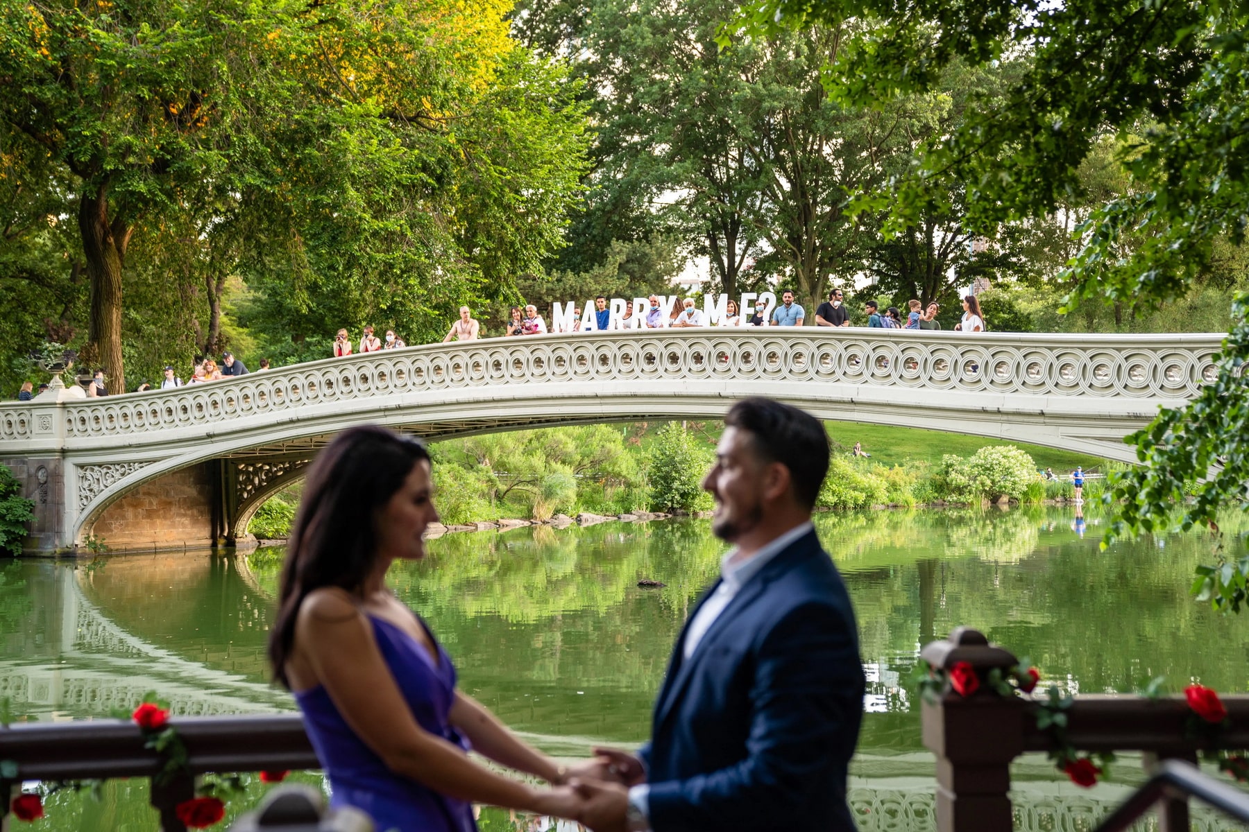 Surprise Bow Bridge marriage proposal