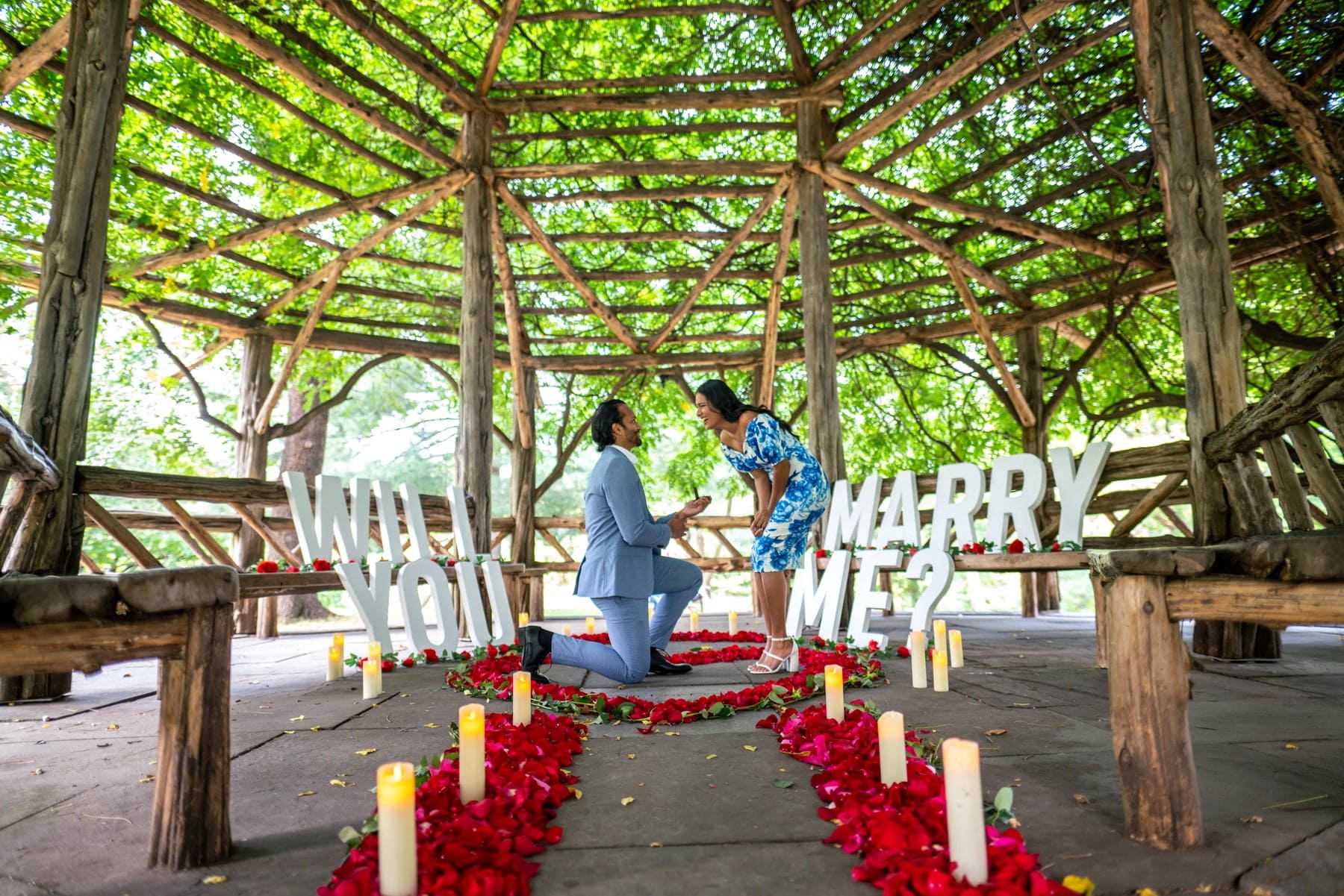 Flower heart engagement in Central Park