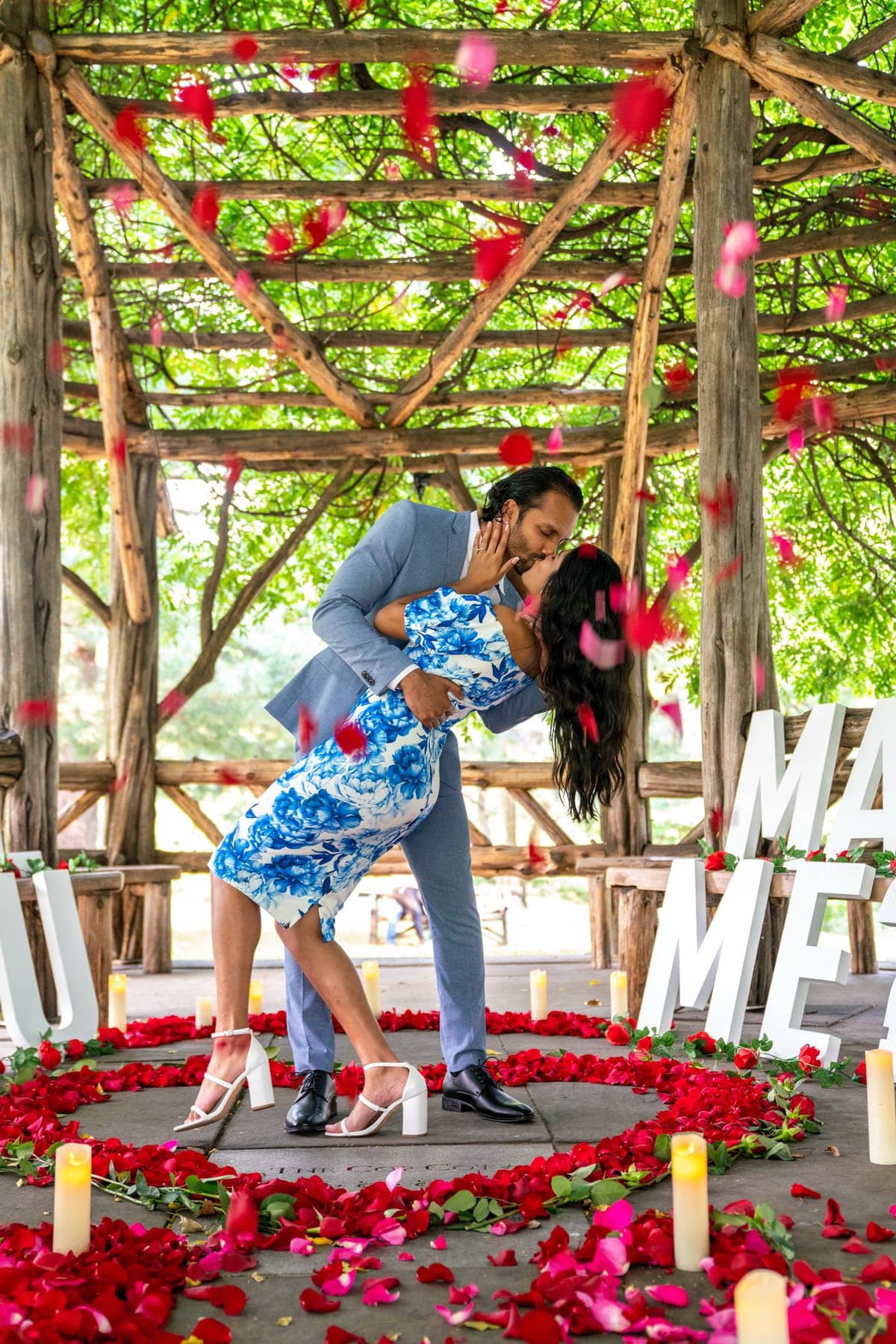 Flower heart engagement in Central Park