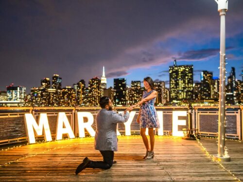 Private pier with the Empire State Building view marriage proposal