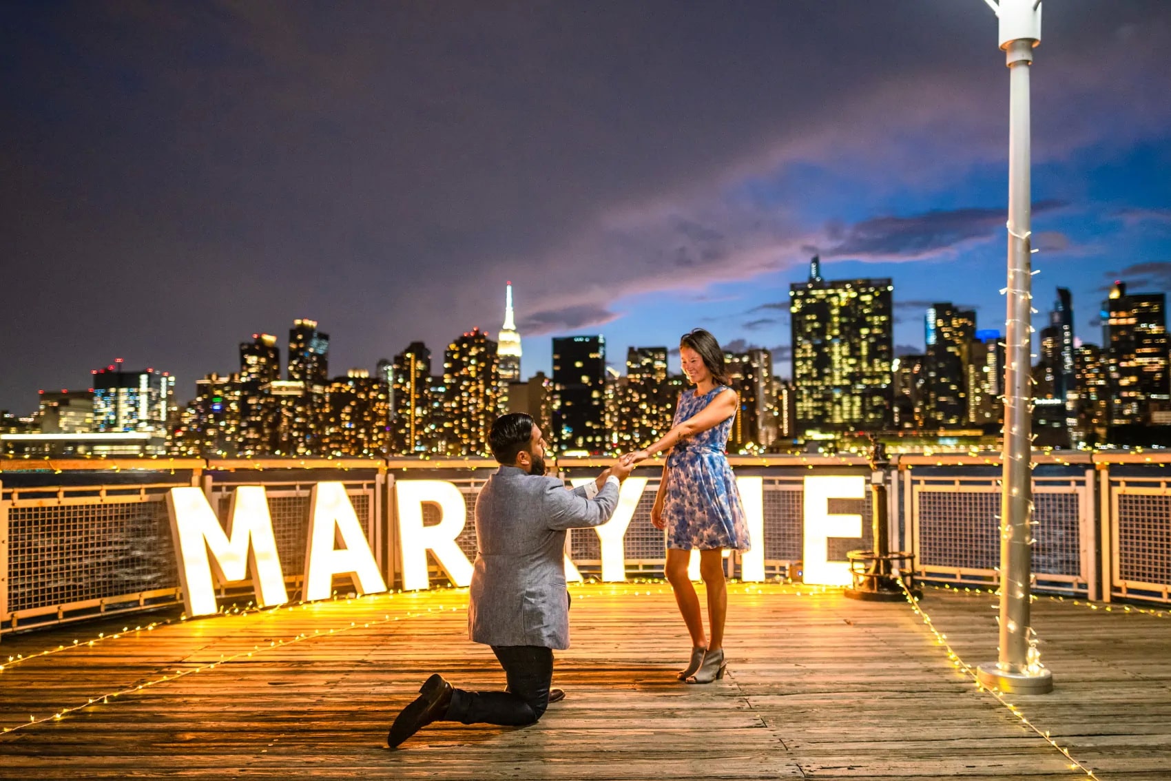 Private pier with the Empire State Building view marriage proposal