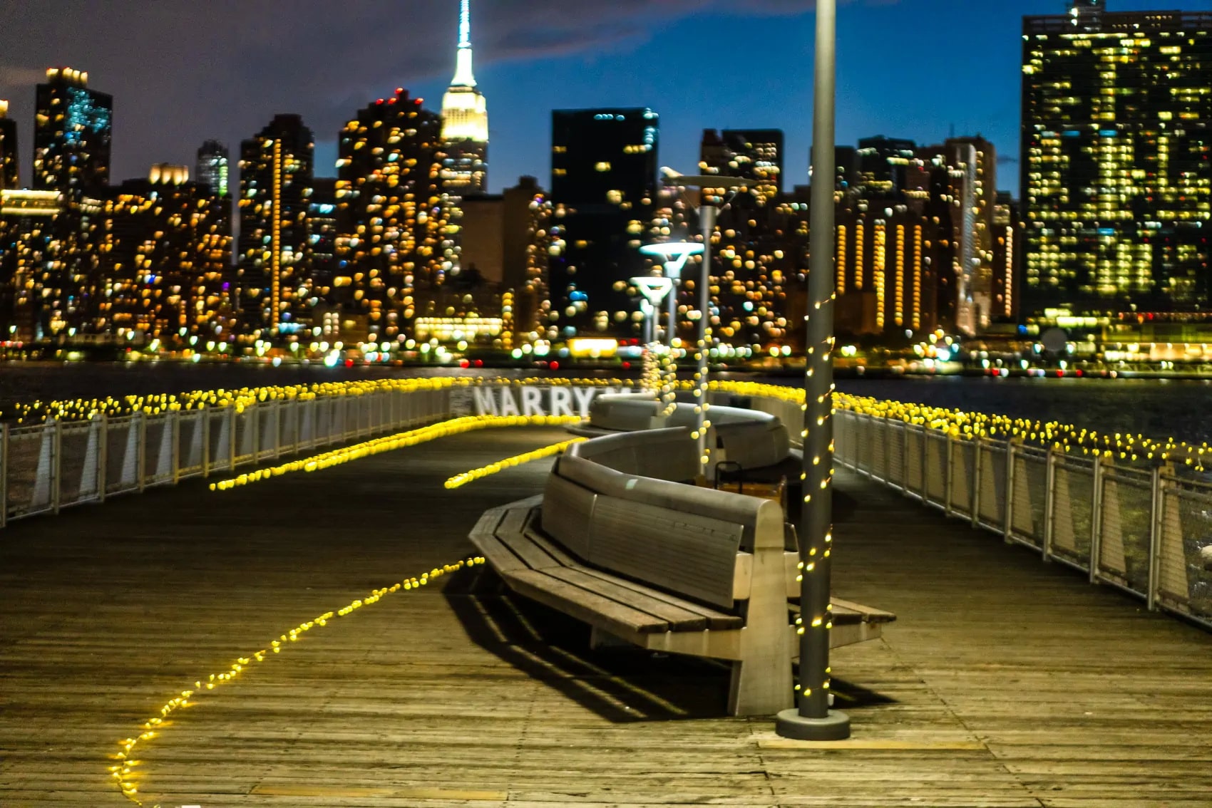 Private pier with the Empire State Building view marriage proposal