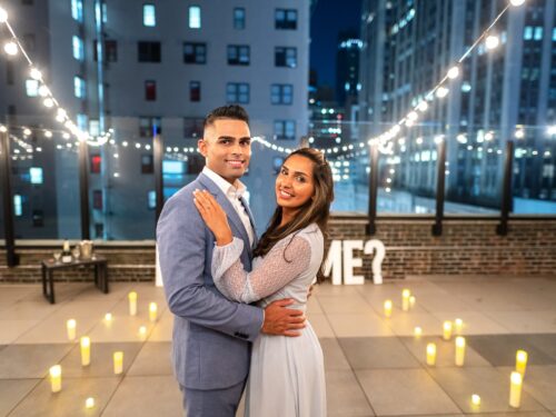 Stories from our clients: Nikita and Dean engagement on a private rooftop in New York