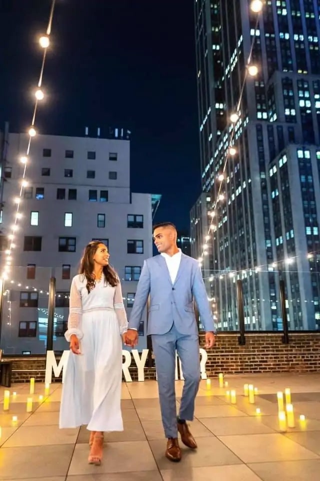 Stories from our clients: Nikita and Dean engagement on a private rooftop in New York