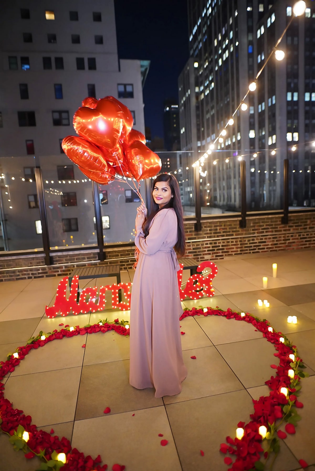 Enchanting rooftop proposal