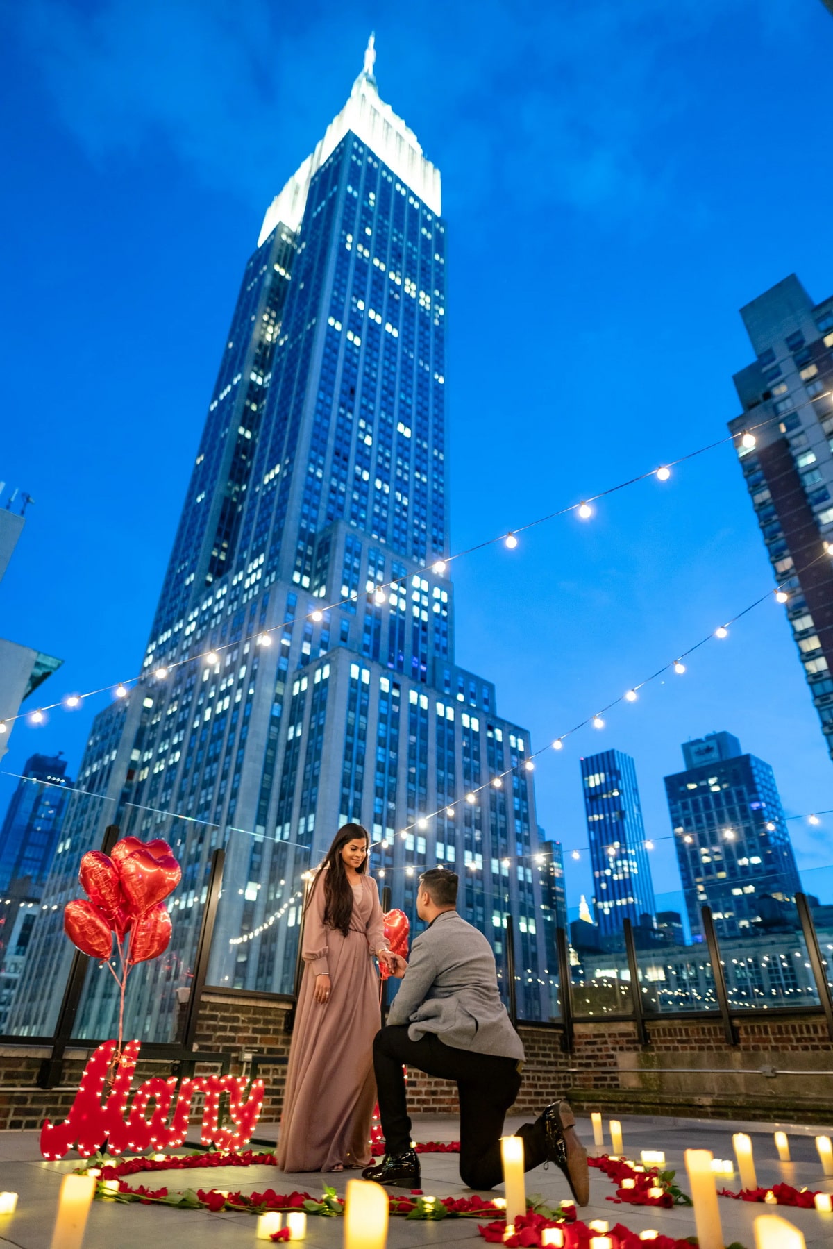 Enchanting rooftop proposal