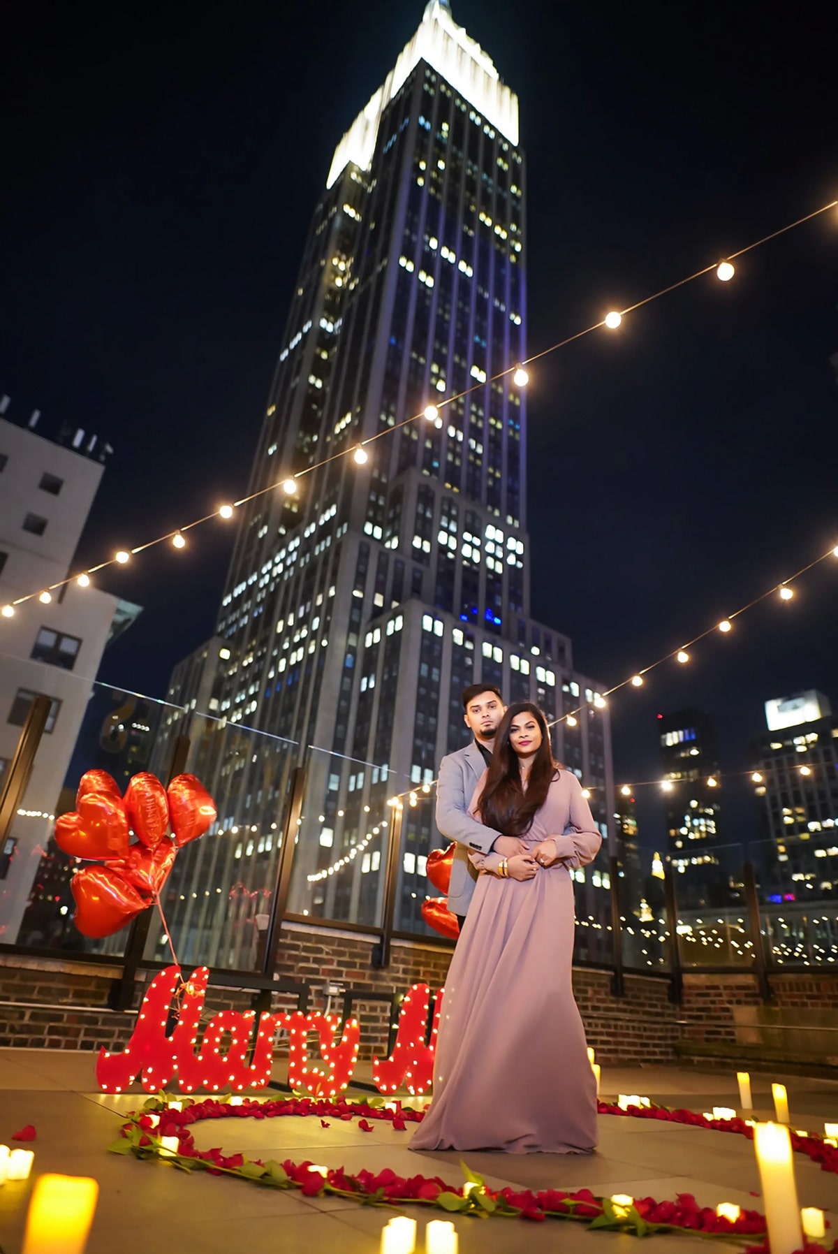 Enchanting rooftop proposal