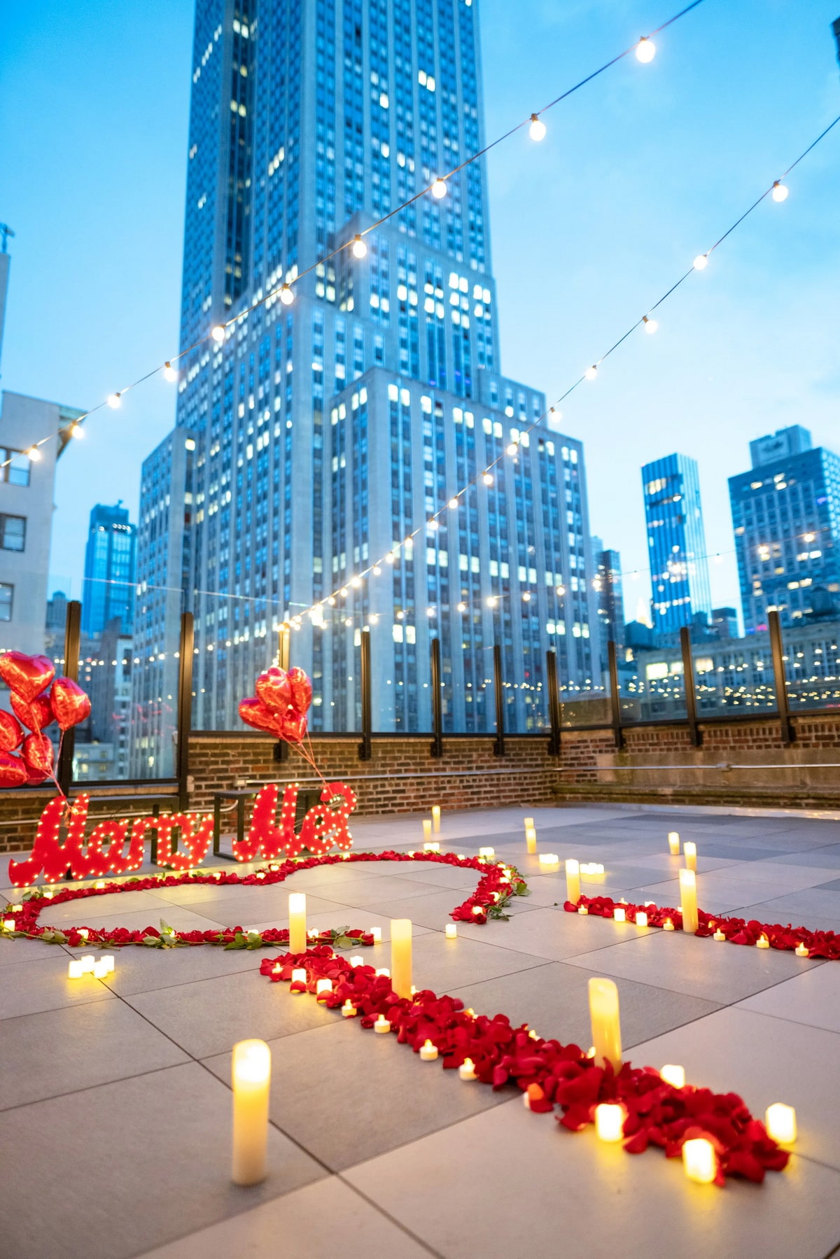 Enchanting rooftop proposal