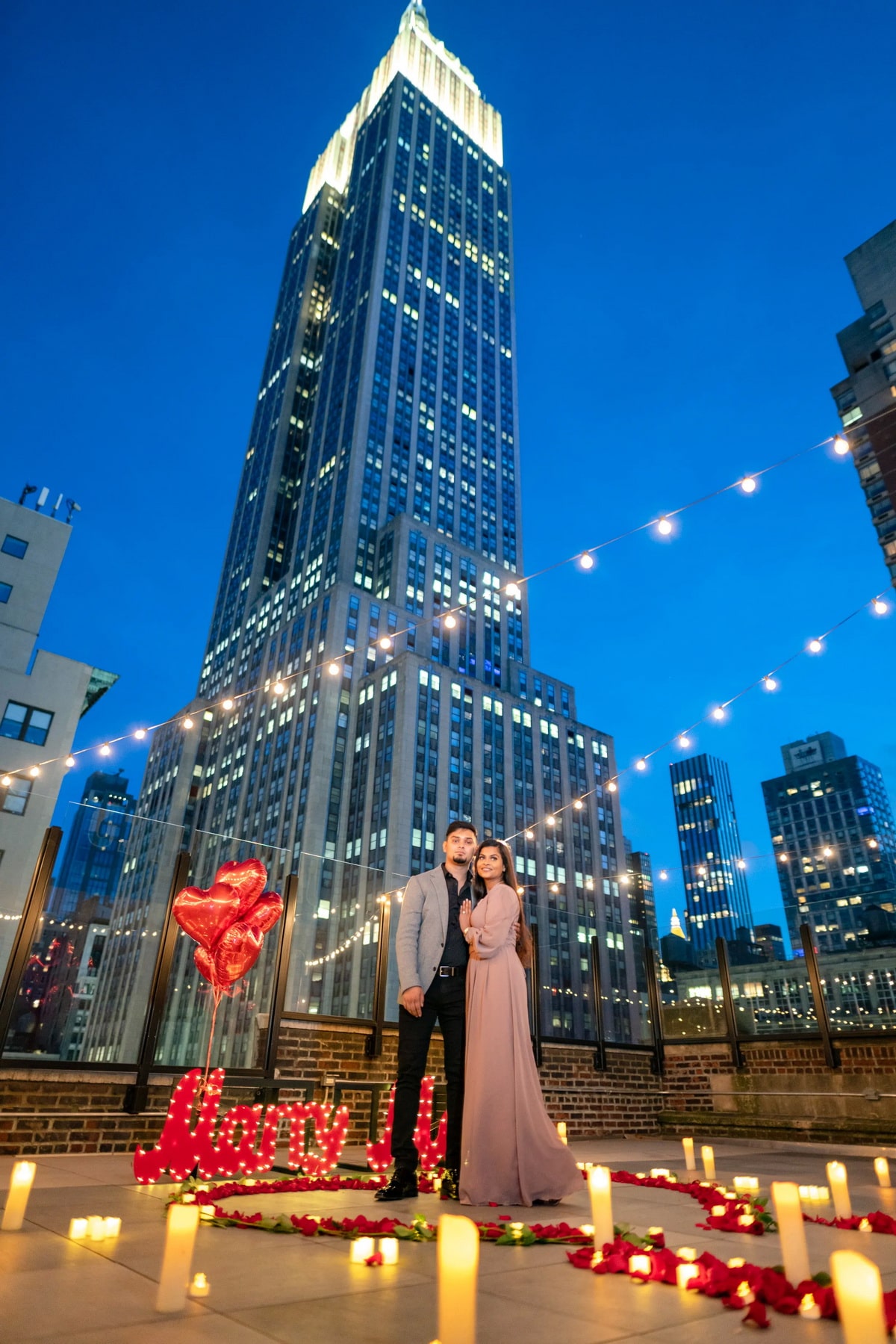 Enchanting rooftop proposal