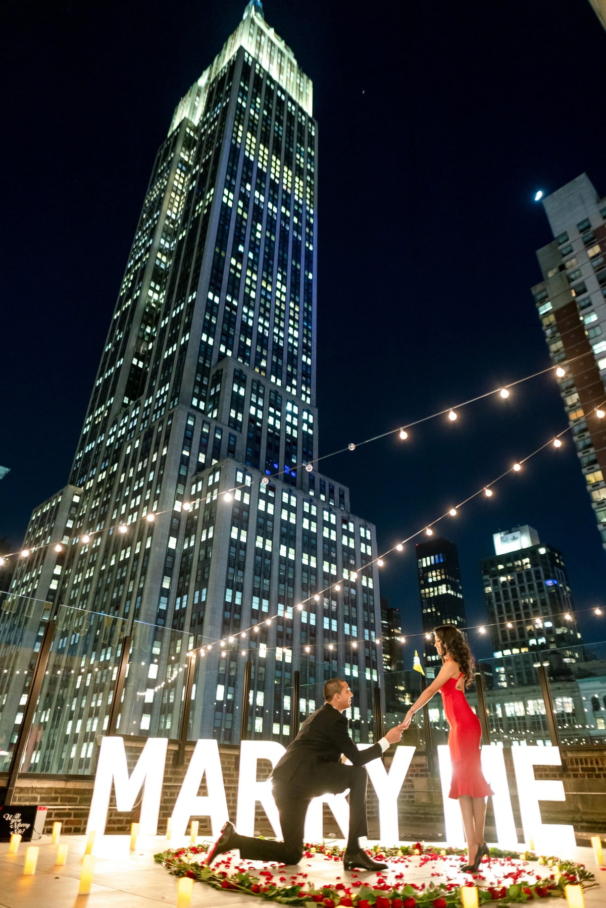 Valentine's Day marriage proposal surprise proposal on a private rooftop