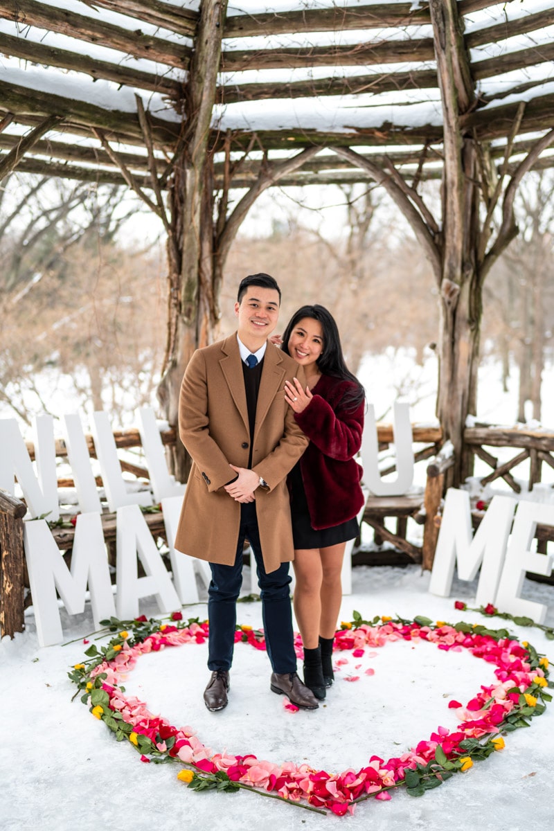 Snow day magical proposal in Central Park