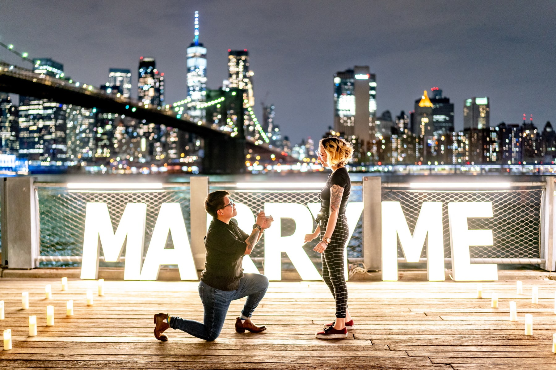 LGBT marriage proposal in Dumbo, Brooklyn