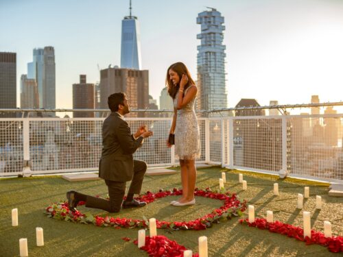 Sunset penthouse marriage proposal