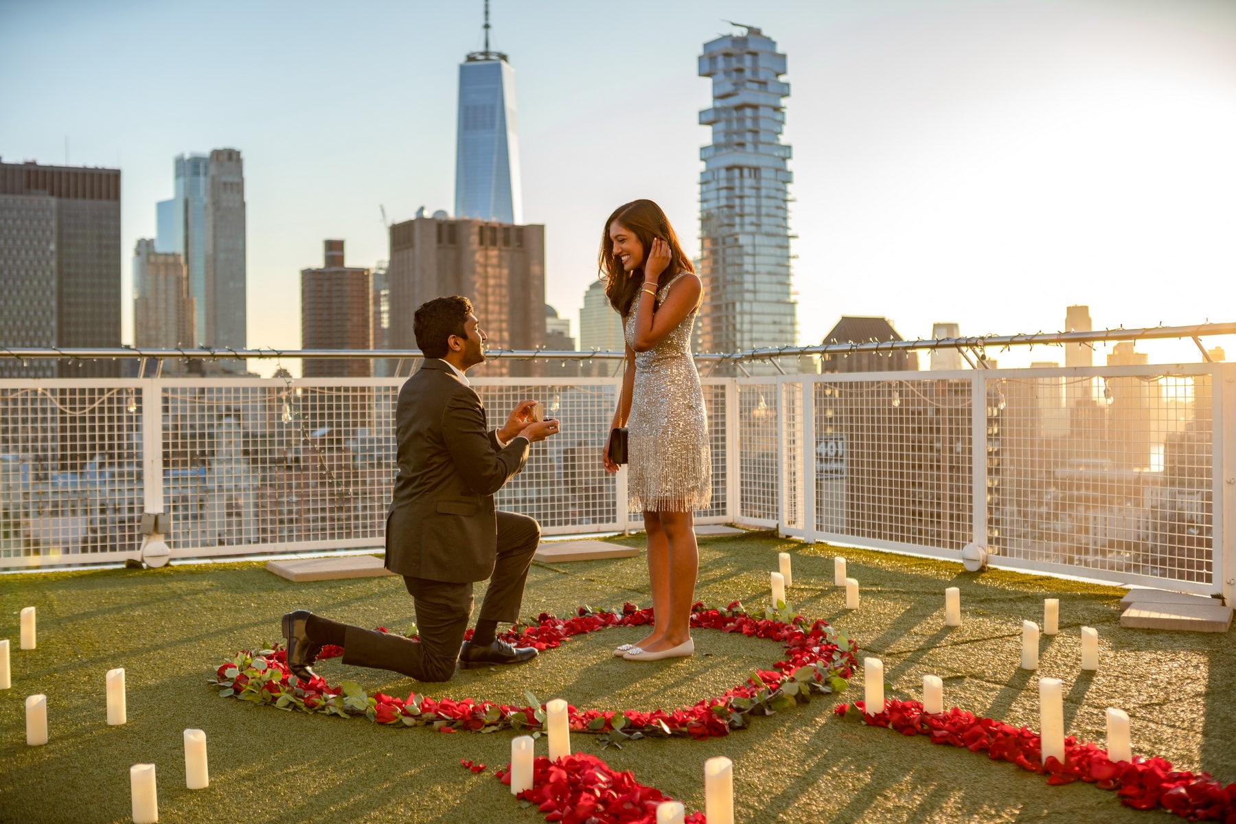 Sunset penthouse marriage proposal