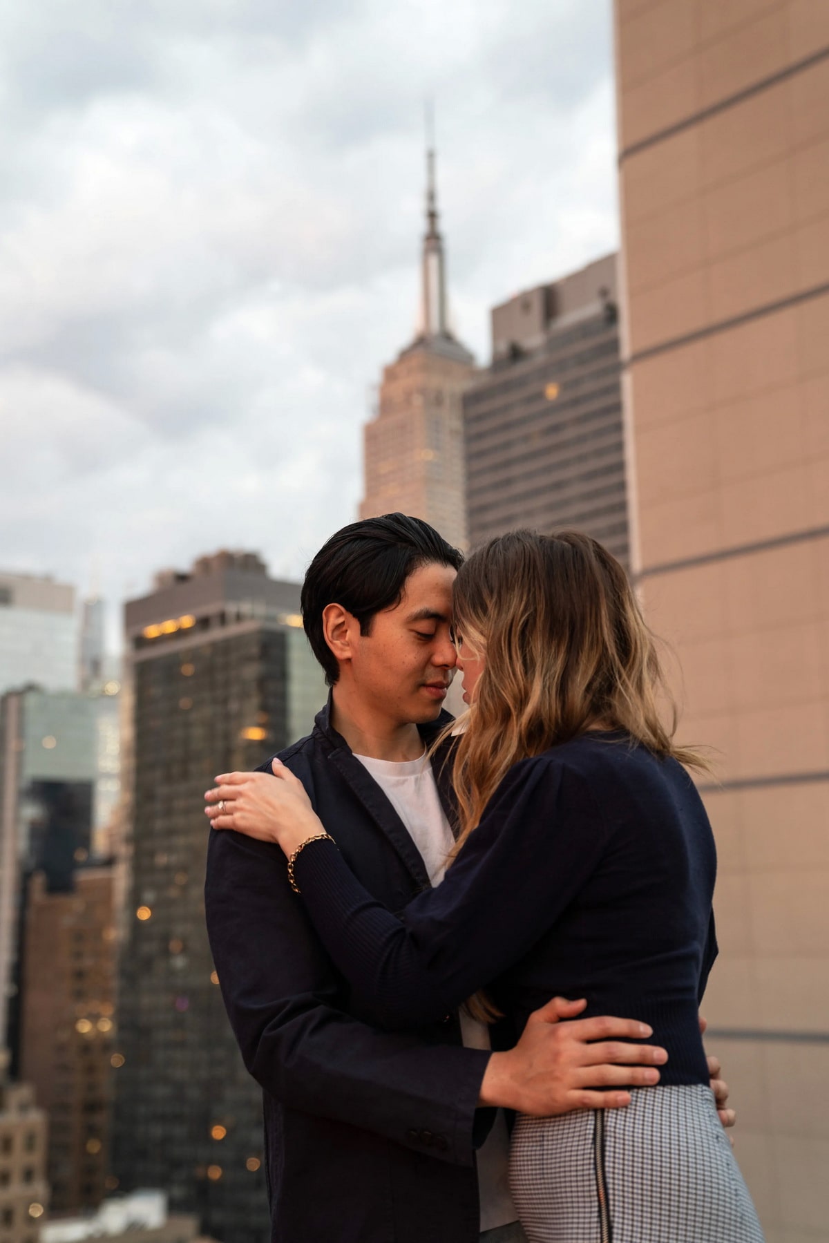 Sunset marriage proposal on a private rooftop in New York