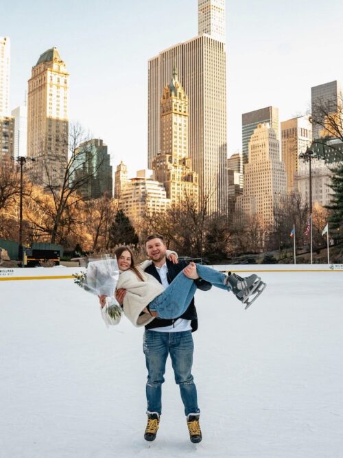 Central Park ice skating marriage proposal