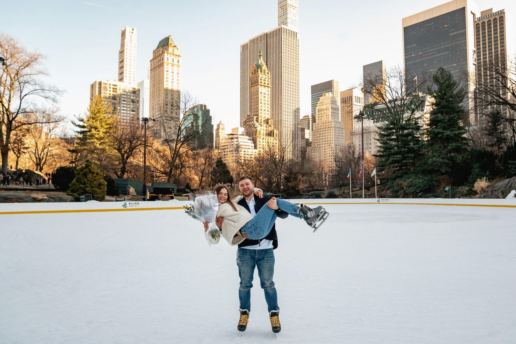 Central Park ice skating marriage proposal