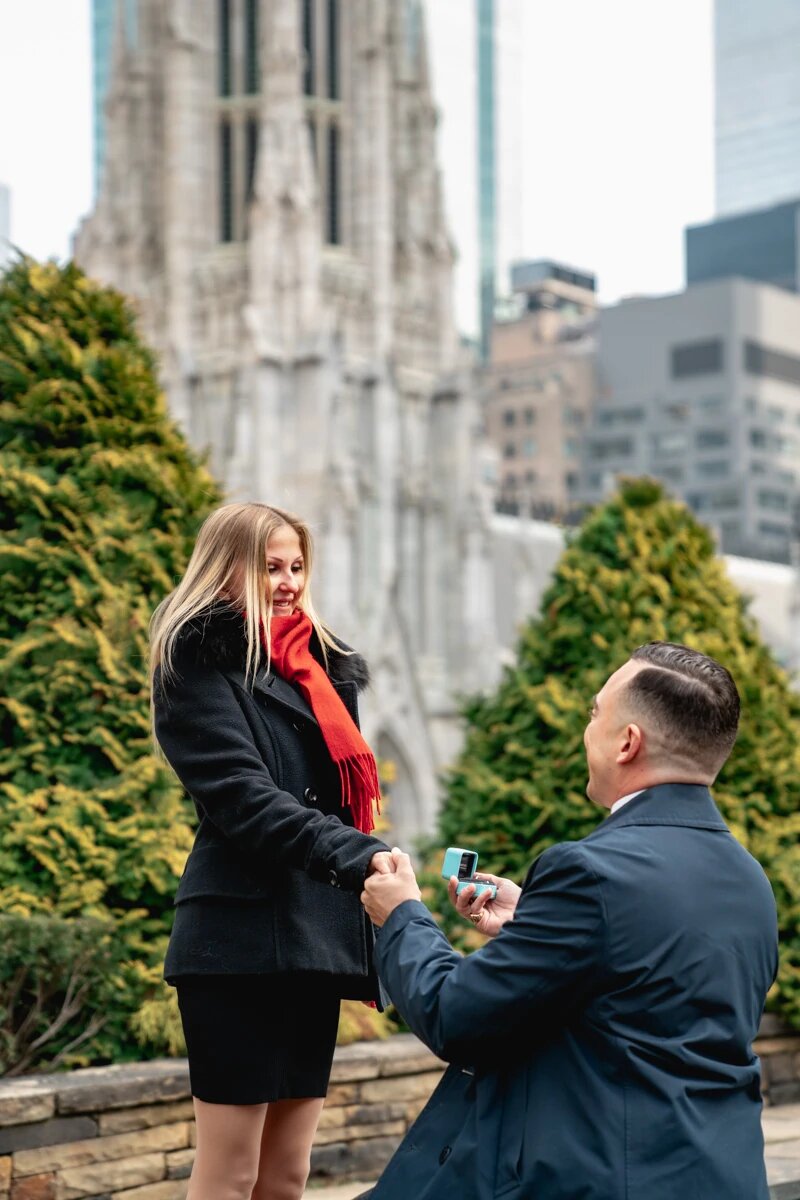 Iconic rooftop garden marriage proposal