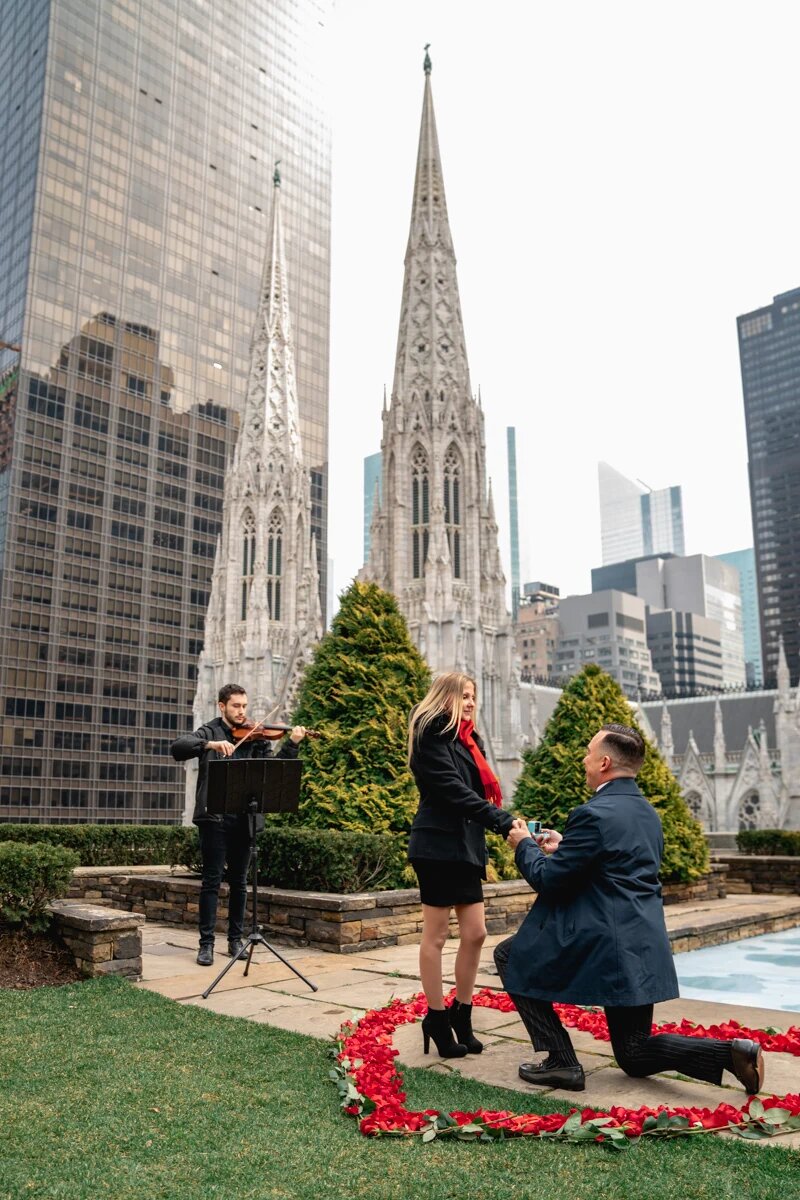 Iconic rooftop garden marriage proposal