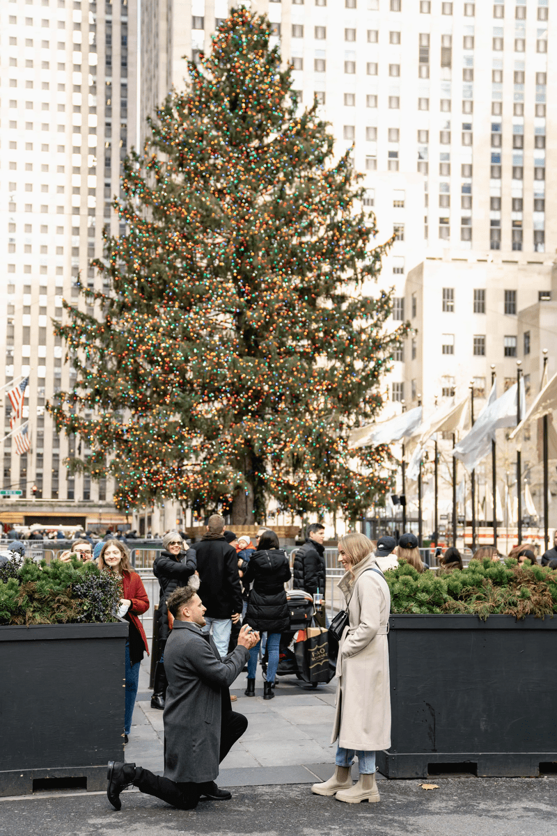 How to propose by the Rockefeller Center Christmas Tree?